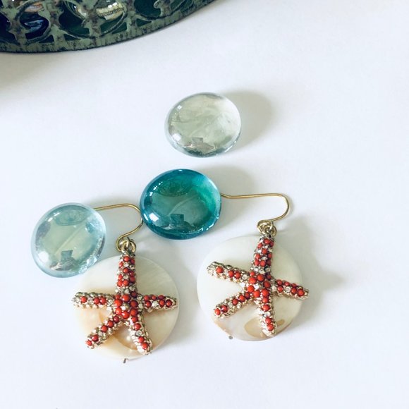 New Handmade Starfish/Shell Disc Earrings - Picture 3 of 7